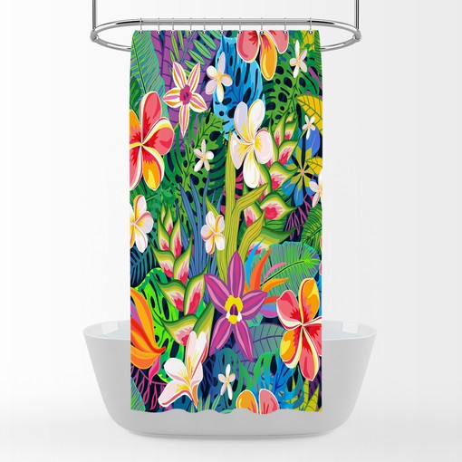 Tropical Wildflower Floral Shower Curtain Set with Bath Accessories - Refreshing and Exotic Bathroom Decor - Image 3
