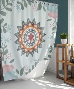Tropische Bloemen Shower Curtain | Botanical Pink Summer Flowers | Waterproof Fabric Bathroom Curtain
