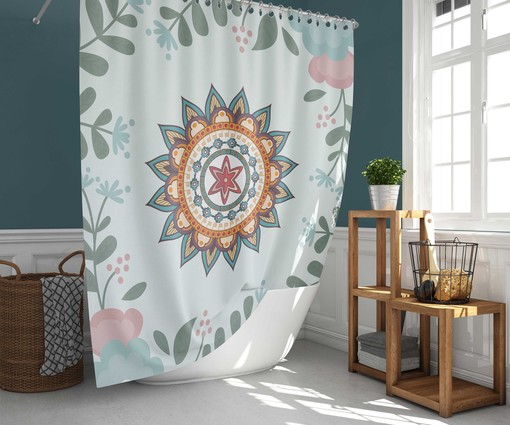 Tropische Bloemen Shower Curtain | Botanical Pink Summer Flowers | Waterproof Fabric Bathroom Curtain