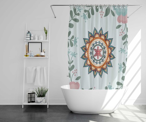 Tropische Bloemen Shower Curtain | Botanical Pink Summer Flowers | Waterproof Fabric Bathroom Curtain - Image 2