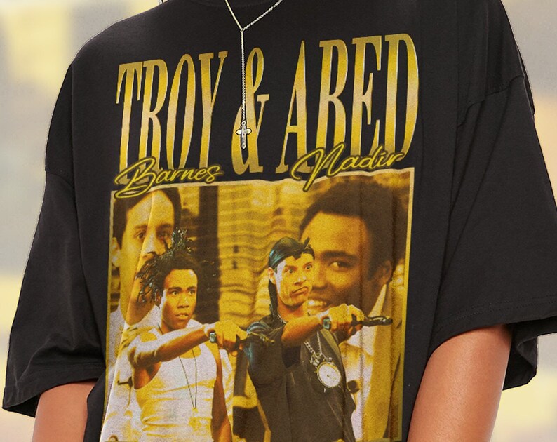 Troy and Abed in the Morning Shirt, Classic TV Series Merch, Vintage Retro Tee for Community Fans - Image 2