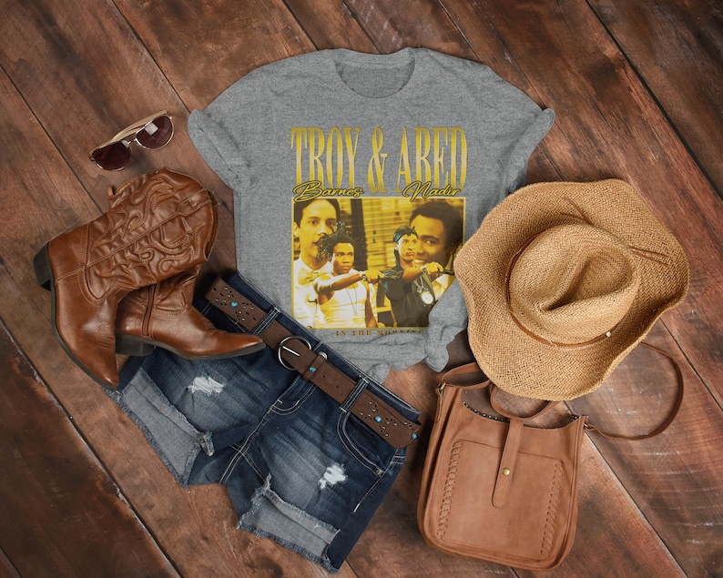 Troy and Abed in the Morning Shirt, Classic TV Series Merch, Vintage Retro Tee for Community Fans - Image 3