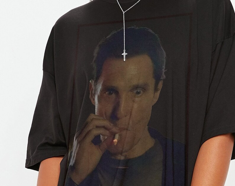 True Detective Rust Cohle Smoking Vintage T-Shirt, Matthew McConaughey Dazed and Confused Movie Shirt, Confused Fan Gift - Image 2