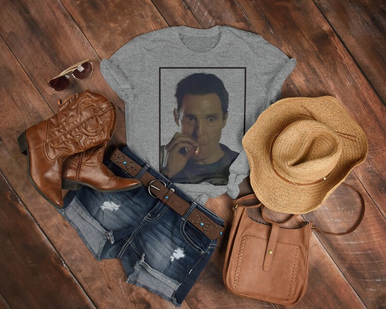 True Detective Rust Cohle Smoking Vintage T-Shirt, Matthew McConaughey Dazed and Confused Movie Shirt, Confused Fan Gift - Image 3