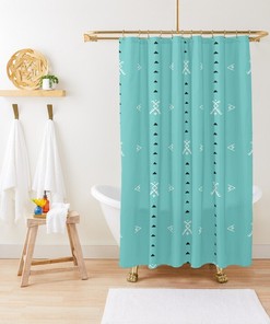 Turquoise Boho Shower Curtain - Colorful Bathroom Decor with Eco-Friendly Material
