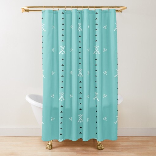 Turquoise Boho Shower Curtain - Colorful Bathroom Decor with Eco-Friendly Material - Image 2