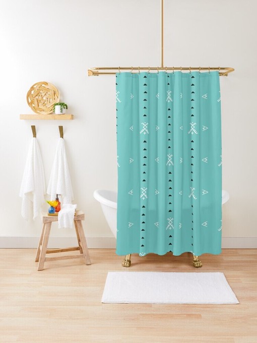Turquoise Boho Shower Curtain - Colorful Bathroom Decor with Eco-Friendly Material - Image 4