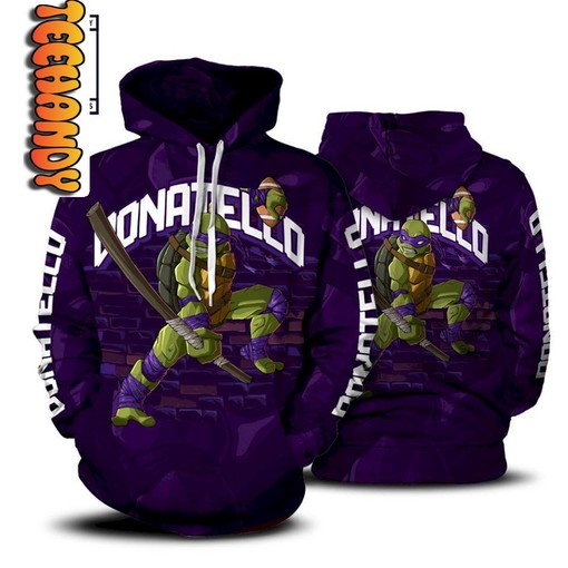 Turtle Power! Donatello Ninja Turtle All Over Print 3D Hoodie for Fans