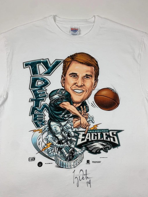 Ty Detmer Philadelphia Eagles Caricature 90s Vintage Style Sweatshirt T-shirt - Ideal Gift for Football Fans - Image 2