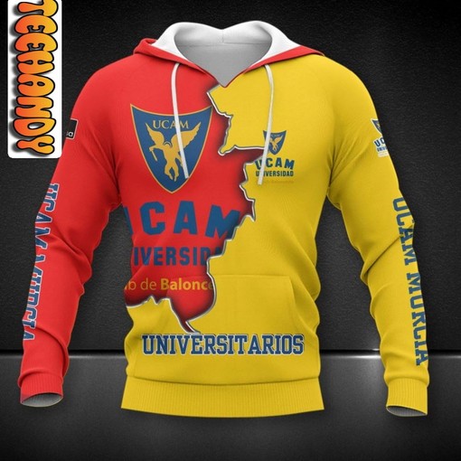 UCAM Murcia All Over Print 3D Hoodie with Bold Team Logo for Basketball Enthusiasts