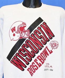 UCLA NCAA Apparel: 90s Wisconsin Badgers 1994 Rose Bowl College Football Sweatshirt with vintage ncaa shirts