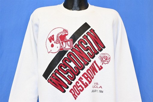 UCLA NCAA Apparel: 90s Wisconsin Badgers 1994 Rose Bowl College Football Sweatshirt with vintage ncaa shirts