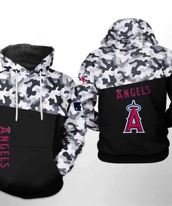 USA Flag Camo Veteran 3D Hoodie with Custom Design - Los Angeles Angels Fan Gift