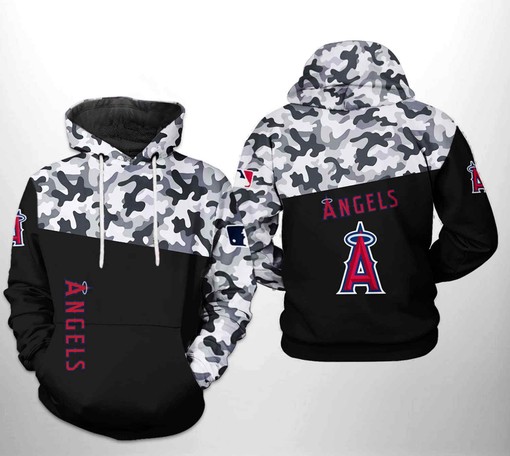 USA Flag Camo Veteran 3D Hoodie with Custom Design - Los Angeles Angels Fan Gift