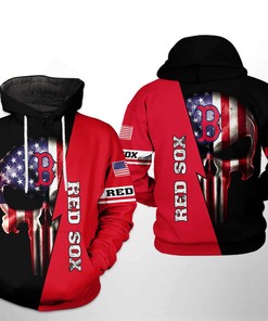 USA-themed Boston Red Sox MLB US Flag Skull 3D Hoodie