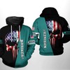USA-themed Seattle Mariners MLB Skull Hoodie in All-Over Print