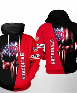 USA-themed Washington Nationals MLB US Flag Skull 3D Hoodie