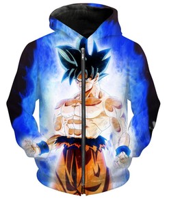 Ultra Instinct Goku All Over Print 3D Hoodie in Zip-Up Style - Great for Saiyan Fans