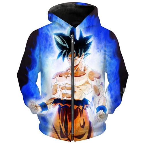 Ultra Instinct Goku All Over Print 3D Hoodie in Zip-Up Style - Great for Saiyan Fans