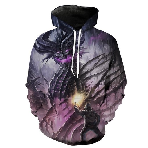 Undead Black Dragon Fantasy Hoodie 3D All Over Print for Fans