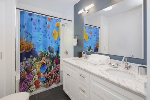 Underwater Coral Reef and Fish Shower Curtain for Seaside Bathroom - Image 2