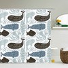 Underwater Marine Mammals Print Shower Curtain | Whales and Octopus Graphic Ocean Home Bath Decor