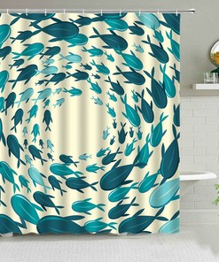 Underwater World Sea Creature Shower Curtain | Blue Shark Bathroom Decor | Ocean Theme