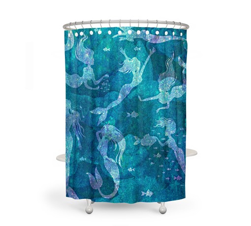 Underwater and Beach Theme Mermaid Shower Curtain with Optional Bath Set, Bring the Ocean to Your Bathroom - Image 2