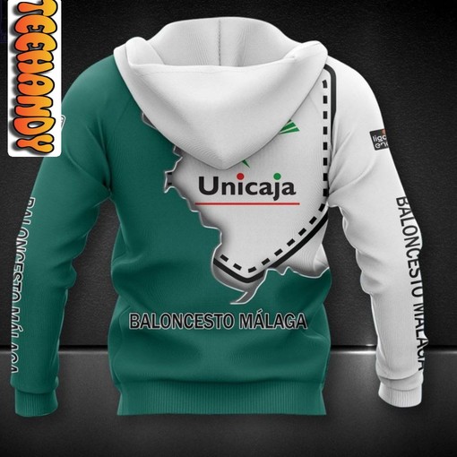 Unicaja All Over Print 3D Hoodie with Unique Team Logo for Basketball Lovers - Image 2