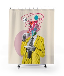 Unique Bathroom Decor: Abstract Art Print Retro Shower Curtain