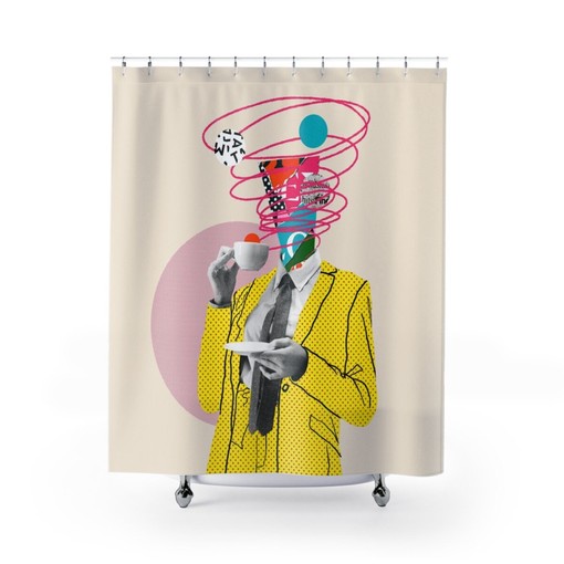 Unique Bathroom Decor: Abstract Art Print Retro Shower Curtain