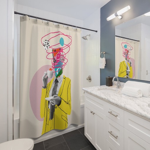 Unique Bathroom Decor: Abstract Art Print Retro Shower Curtain - Image 2