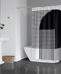 Unique Black and White Striped Shower Curtain: Perfect for Your Retro Bath