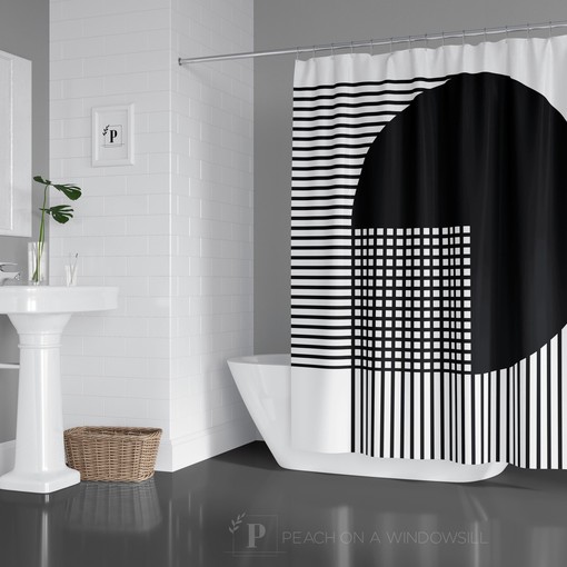 Unique Black and White Striped Shower Curtain: Perfect for Your Retro Bath