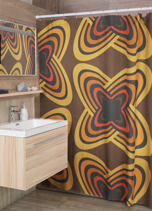 Unique Boho Groovy Shower Curtain, Hippie Inspired Retro Bathroom Decor with a Unique Twist