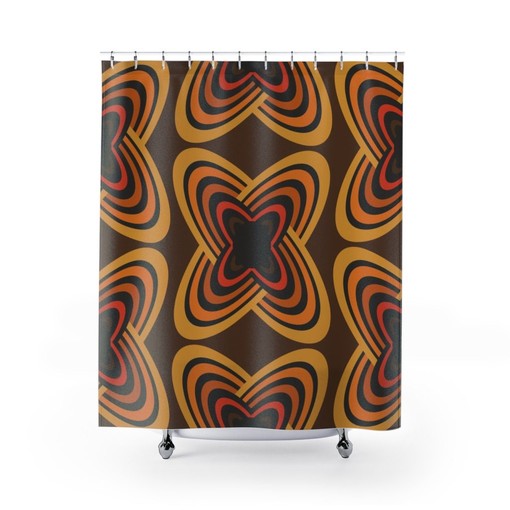Unique Boho Groovy Shower Curtain, Hippie Inspired Retro Bathroom Decor with a Unique Twist - Image 2