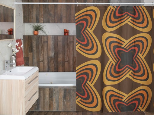 Unique Boho Groovy Shower Curtain, Hippie Inspired Retro Bathroom Decor with a Unique Twist - Image 4