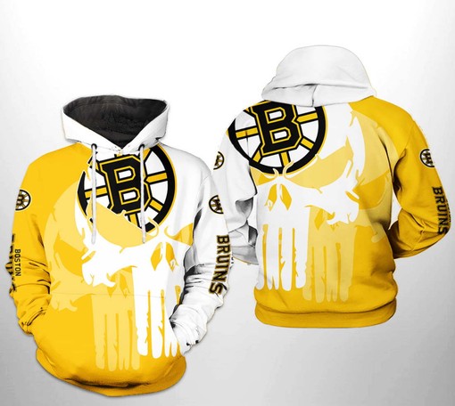 Unique Boston Bruins NHL Team Skull All-Over Print Hoodie