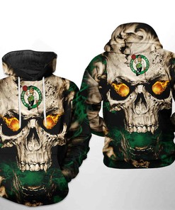 Unique Boston Celtics NBA Skull All-Over Print Hoodie