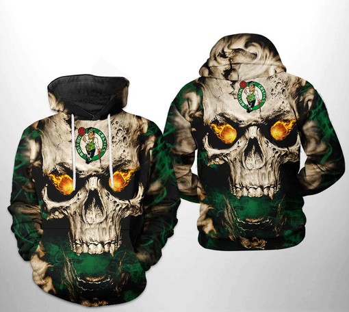 Unique Boston Celtics NBA Skull All-Over Print Hoodie