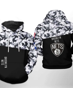 Unique Brooklyn Nets NBA Camo Veteran Team Hoodie All Over Print 3D with Exclusive Design