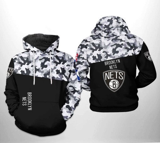 Unique Brooklyn Nets NBA Camo Veteran Team Hoodie All Over Print 3D with Exclusive Design