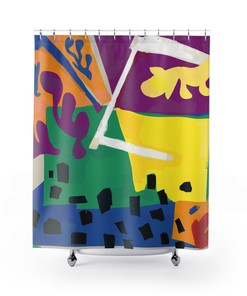 Unique Colorful Abstract Art Shower Curtain with Artistic Design for Modern Bathroom Decor