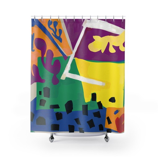 Unique Colorful Abstract Art Shower Curtain with Artistic Design for Modern Bathroom Decor