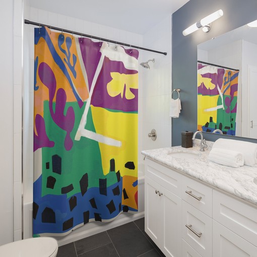 Unique Colorful Abstract Art Shower Curtain with Artistic Design for Modern Bathroom Decor - Image 2
