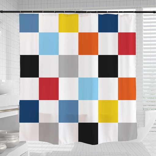 Unique Colorful Mosaic Shower Curtain - Modern Art in Your Bathroom Decor - Image 3
