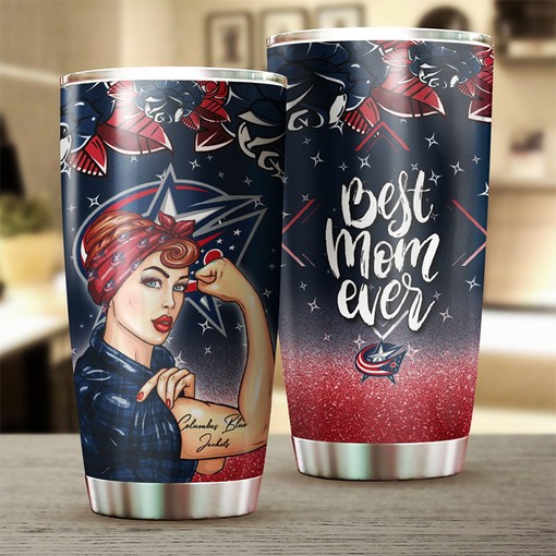 Unique Columbus Blue Jackets NHL Tumbler for Strong Best Moms Ever - Custom Beverage Container for Sports Enthusiasts
