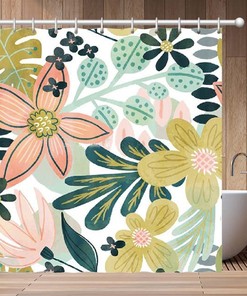 Unique Design Tessuto Tenda da Bagno Yellow and Pink Floral Boho Shower Curtain