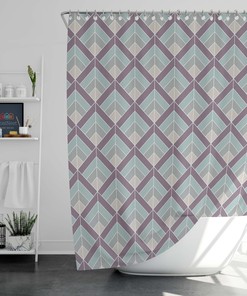 Unique Geometry Line Purple Shower Curtain - Modern Art Deco Fabric - Waterproof and Washable Bathroom Curtain