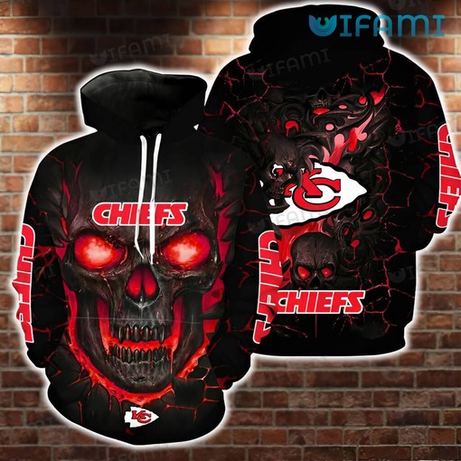 Unique Gift Kansas City Chiefs All-Over Print 3D Hoodie with Punisher Skull